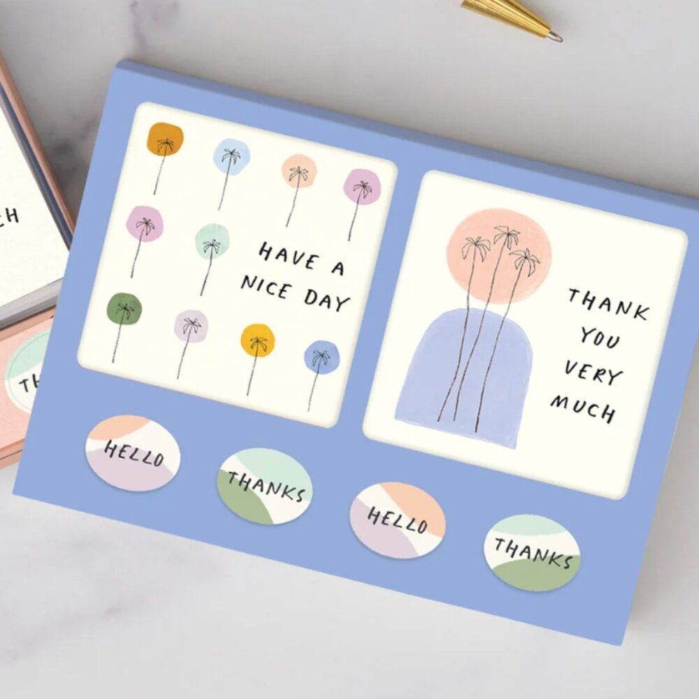 Studio Oh Dotted Palms Mini Note Card Set with Stickers